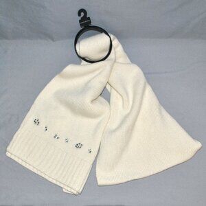 New Banana Republic Scarf Knit Cream Off-white Scarf w/ Jewel Embellishment